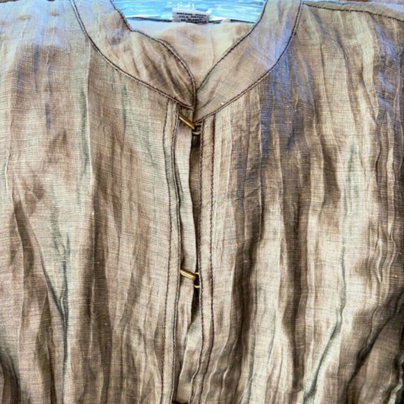 NWOT Metallic Bronze Citron Santa Monica Linen Blend 3/4 Sleeve Blouse/Jacket PL - Picture 5 of 8
